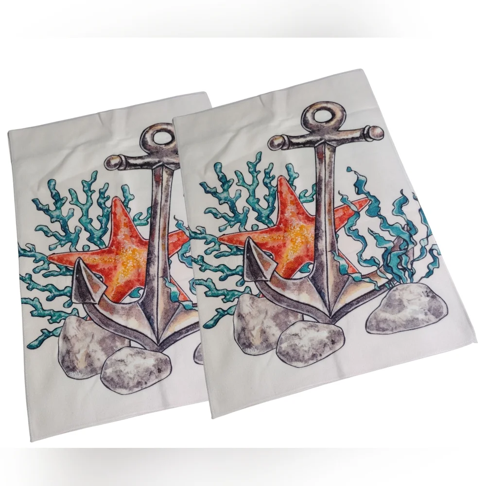 Ocean Coral Anchor Hand Towels